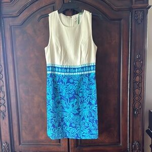 Lilly Pulitzer Cream and Blue Sheath Dress